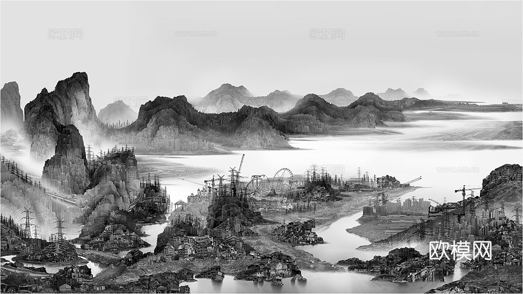 新中式国画水墨画