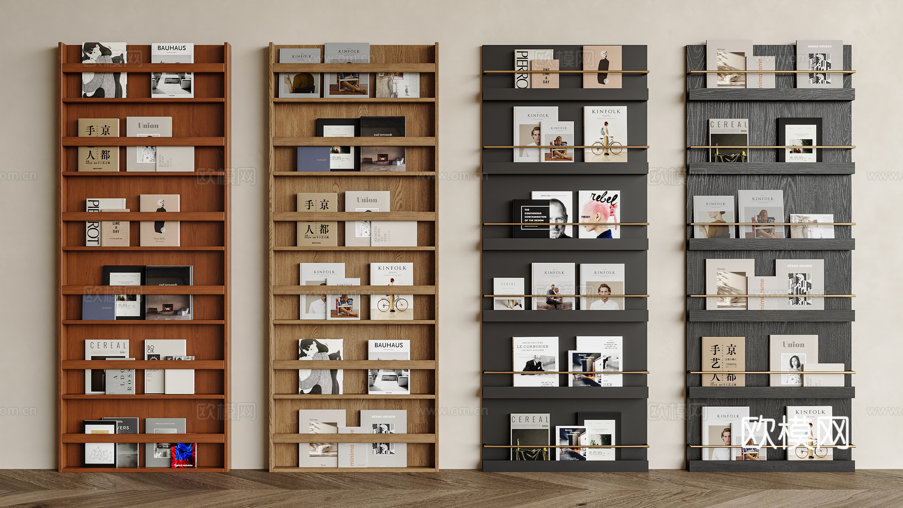 现代书架 落地书架 置物架 书报架 杂志架 书籍杂志 装饰架su模型