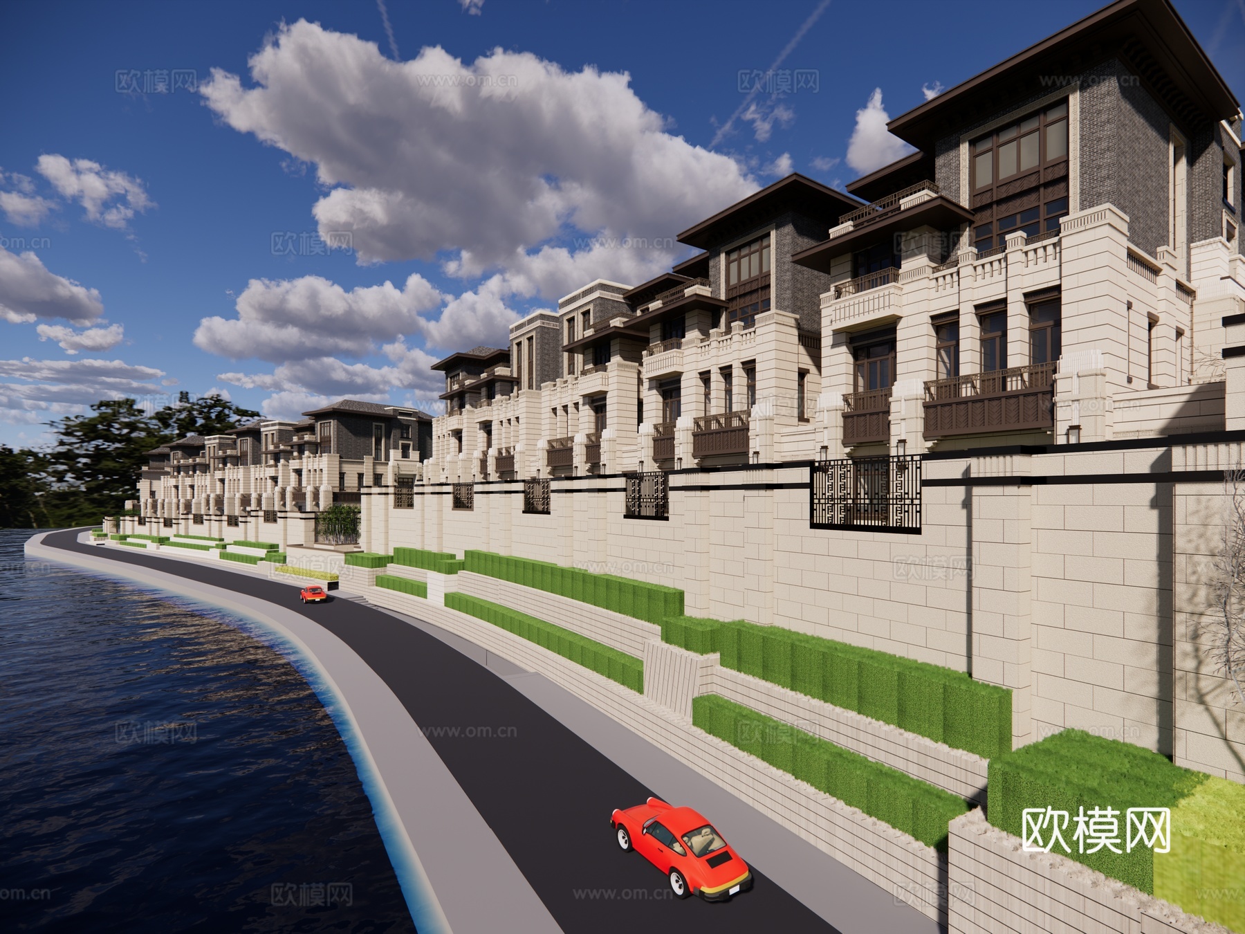 联排宾士别墅su模型