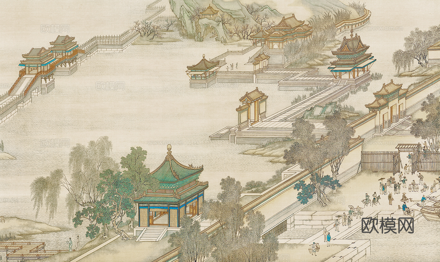 传统中式山水装饰水墨画