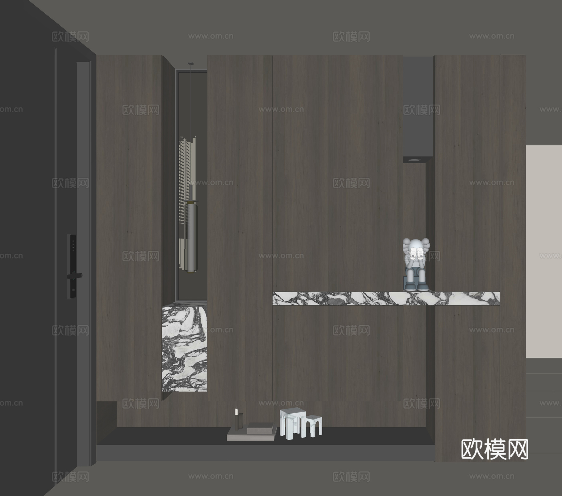 现代入户鞋柜su模型