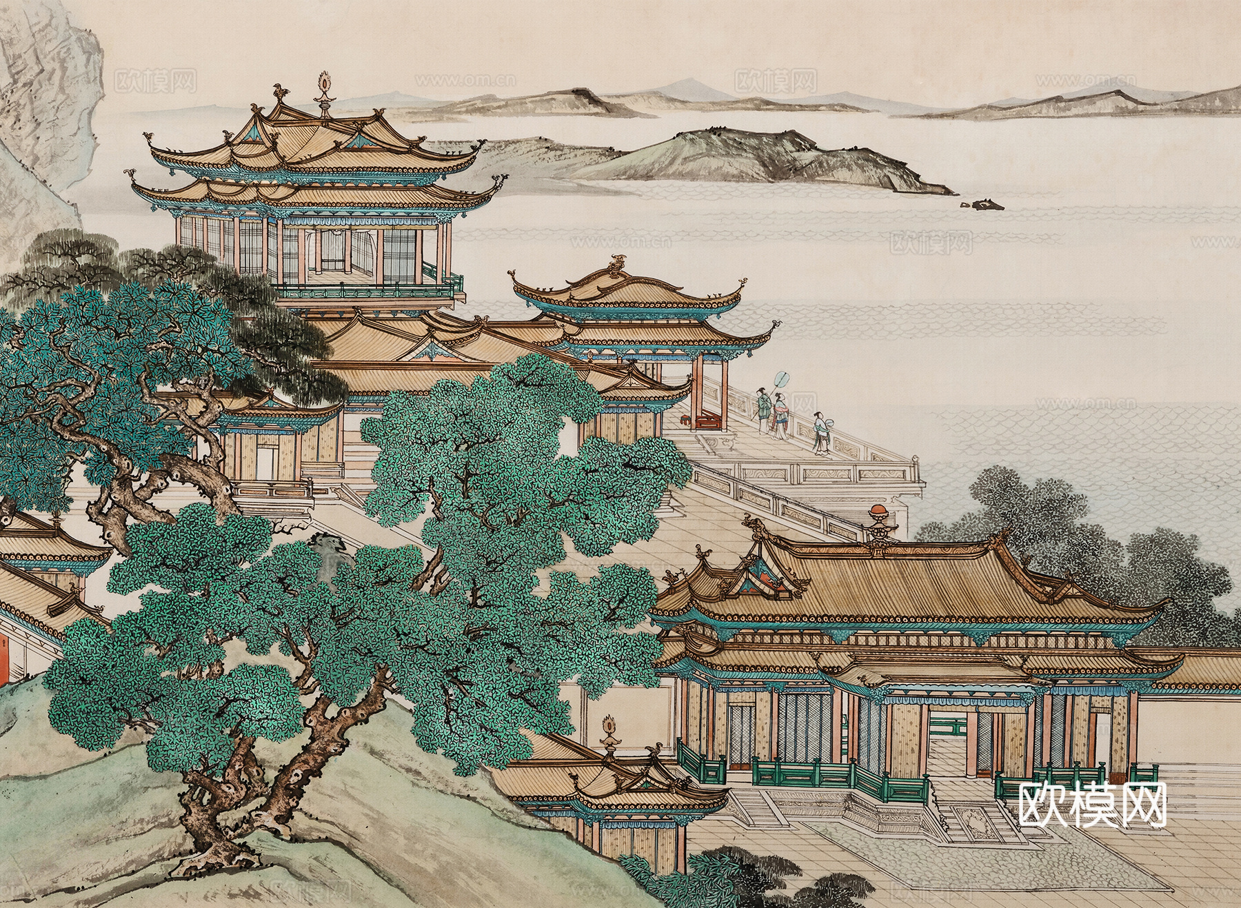 传统中式山水装饰水墨画