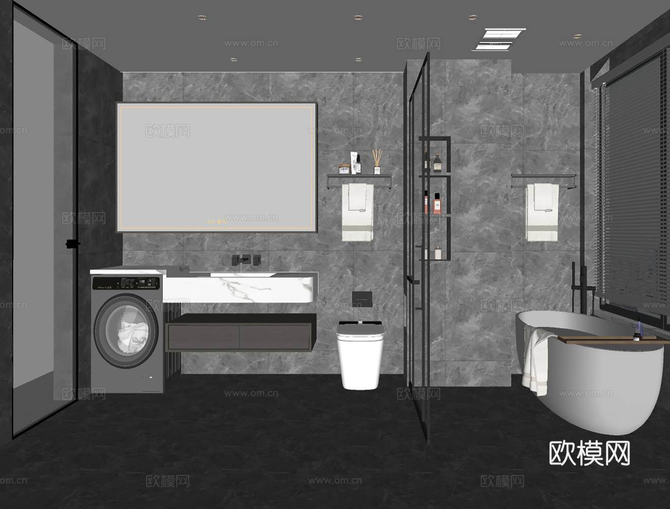 现代意式卫生间su模型下载（渲染图2）