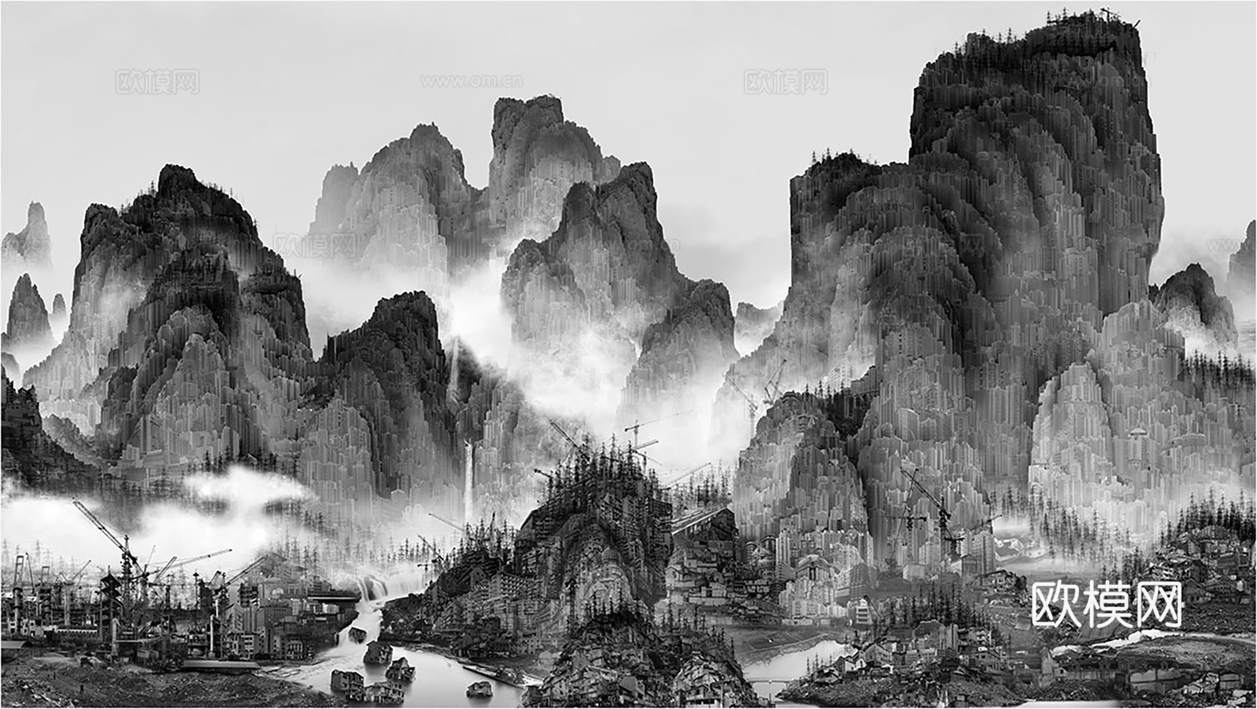 新中式国画水墨画