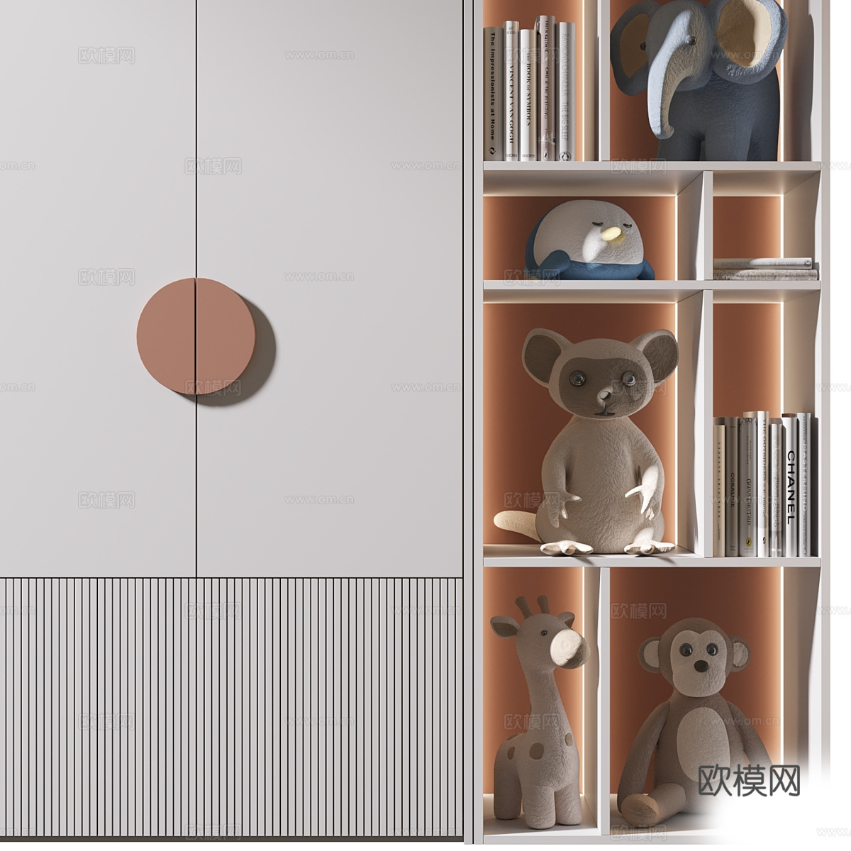 新中式儿童衣柜3d模型下载（渲染图4）