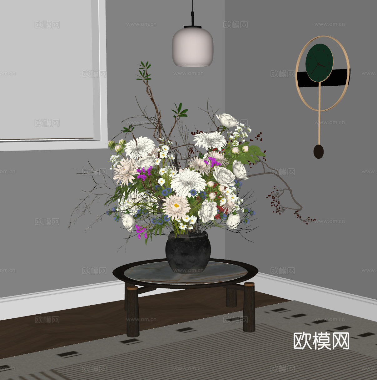 现代花瓶 花 花艺 书籍 摆件 饰品 花瓶摆件 现代花瓶花艺su模型