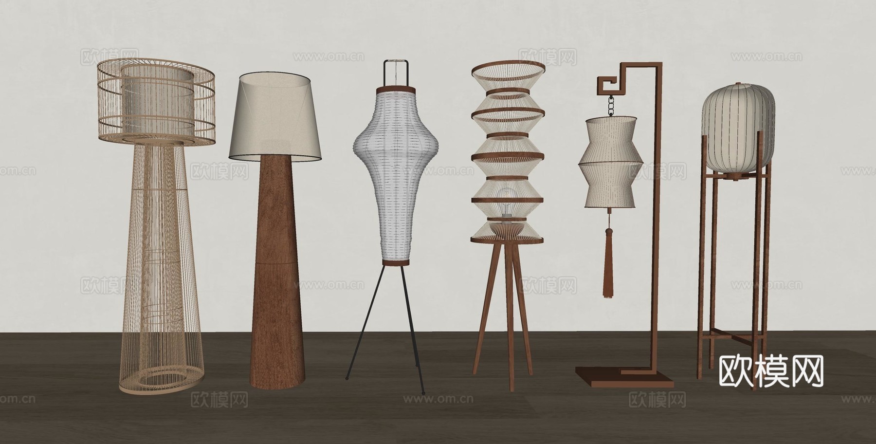 中式落地灯 新中式落地灯 宋氏美学落地灯 艺术原木落地灯su模型下载（渲染图2）