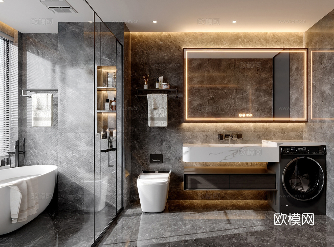 现代意式卫生间su模型下载（渲染图1）