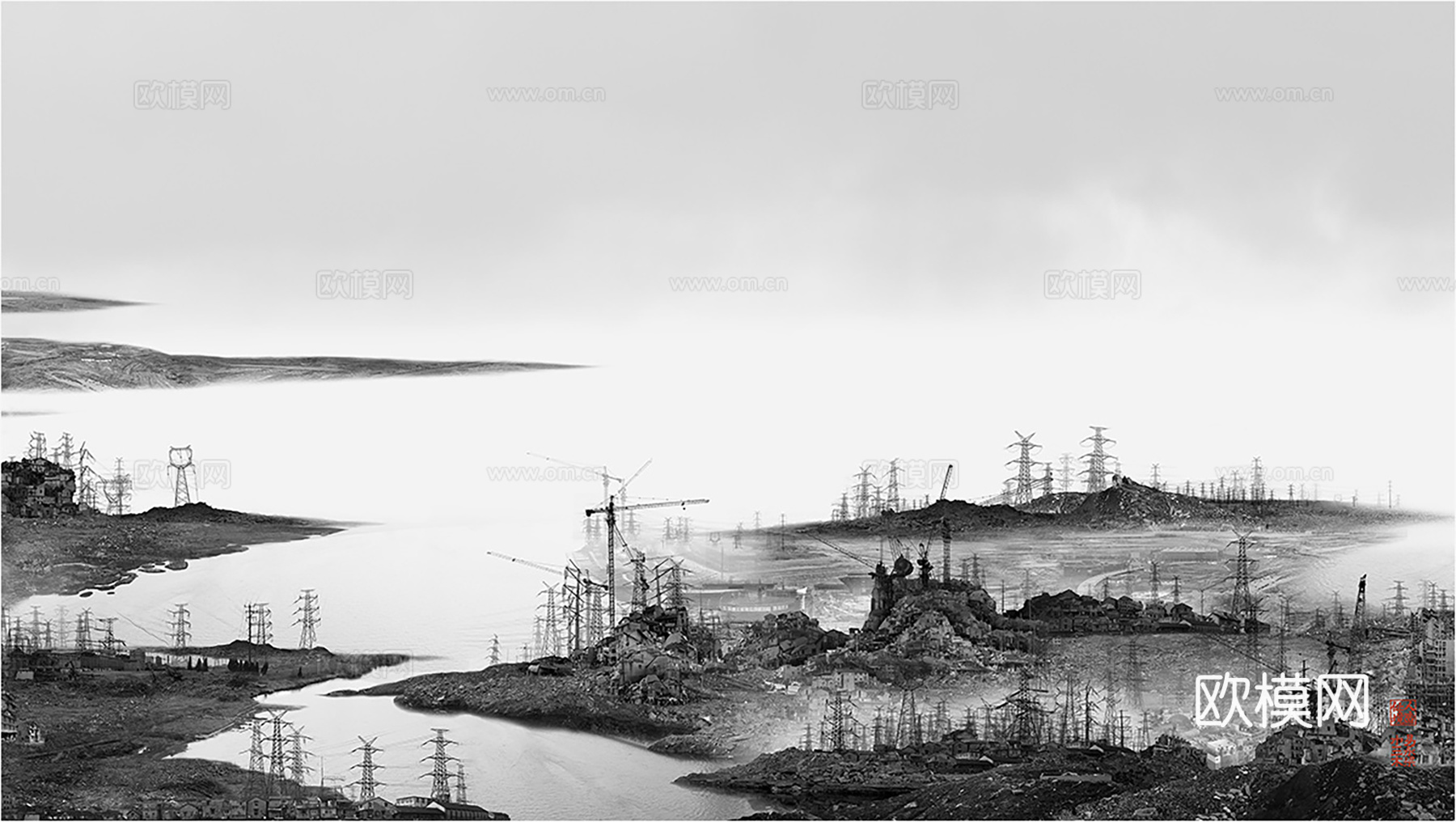 新中式国画水墨画