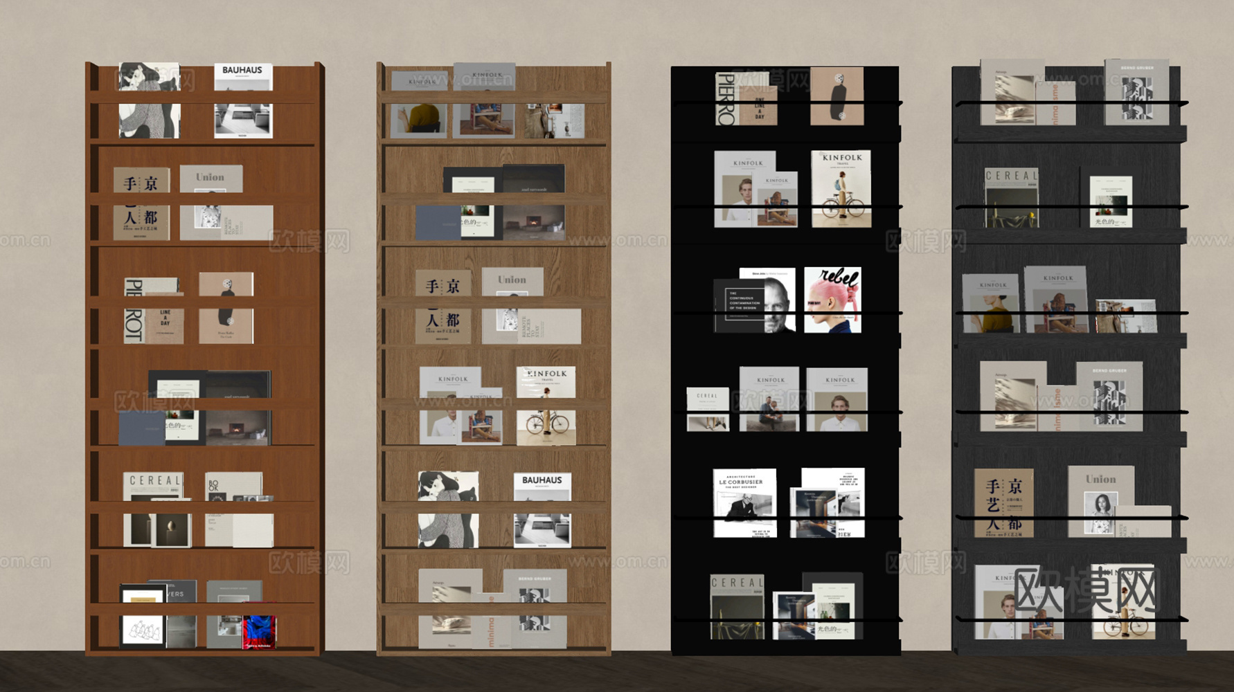 现代书架 落地书架 置物架 书报架 杂志架 书籍杂志 装饰架su模型