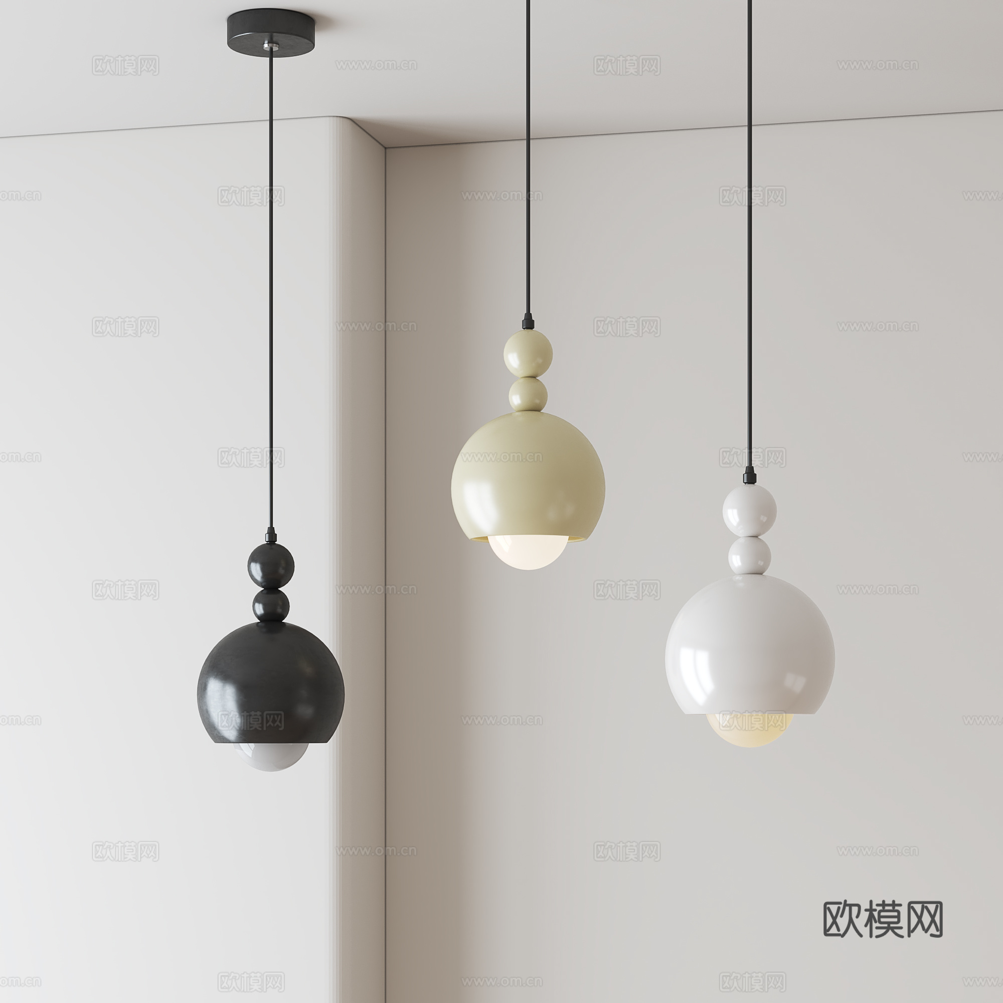 现代简约小吊灯su模型