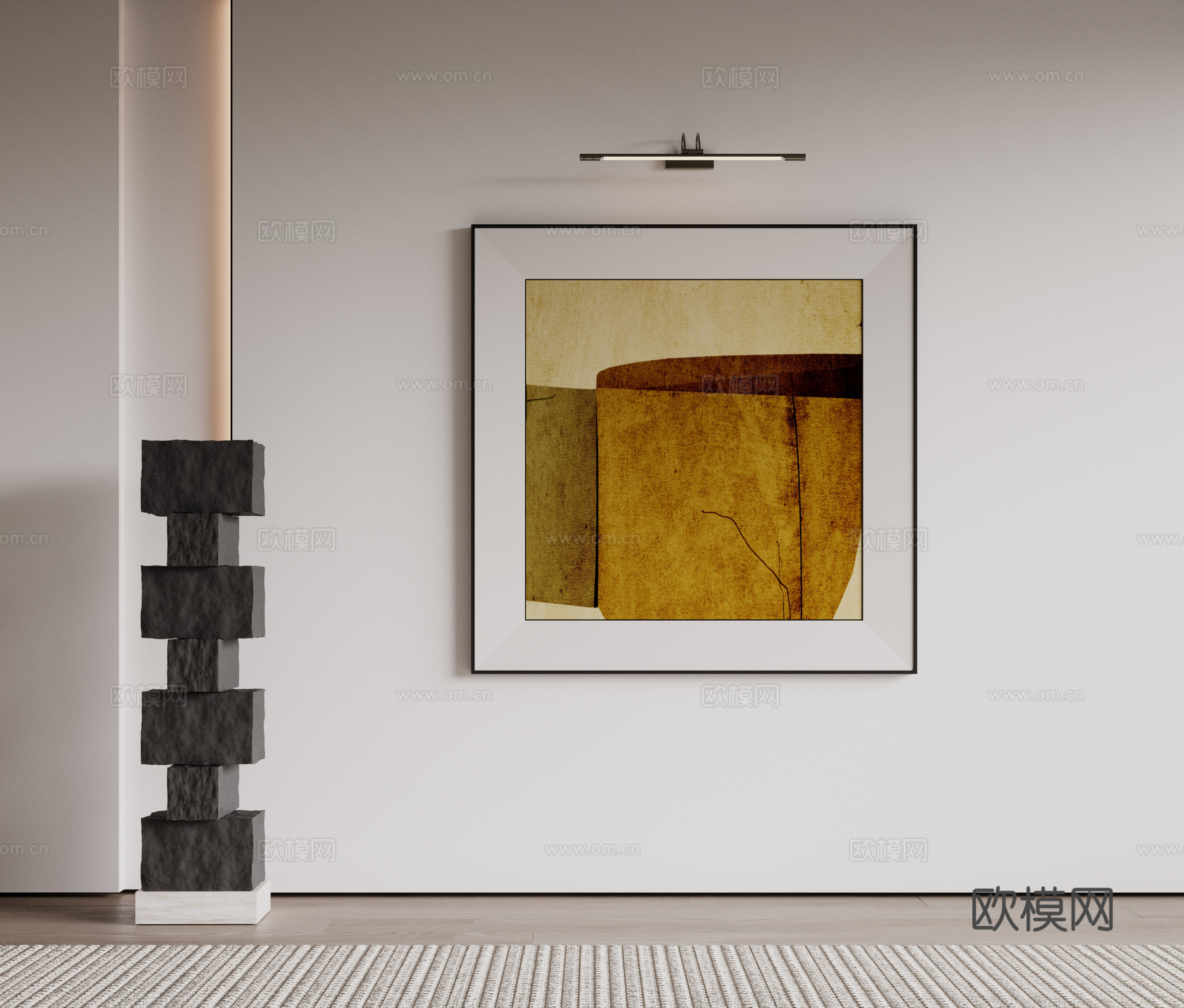 现代极简装饰画 侘寂中古风挂画 奶油风装饰画 意式挂画 黑白3d模型