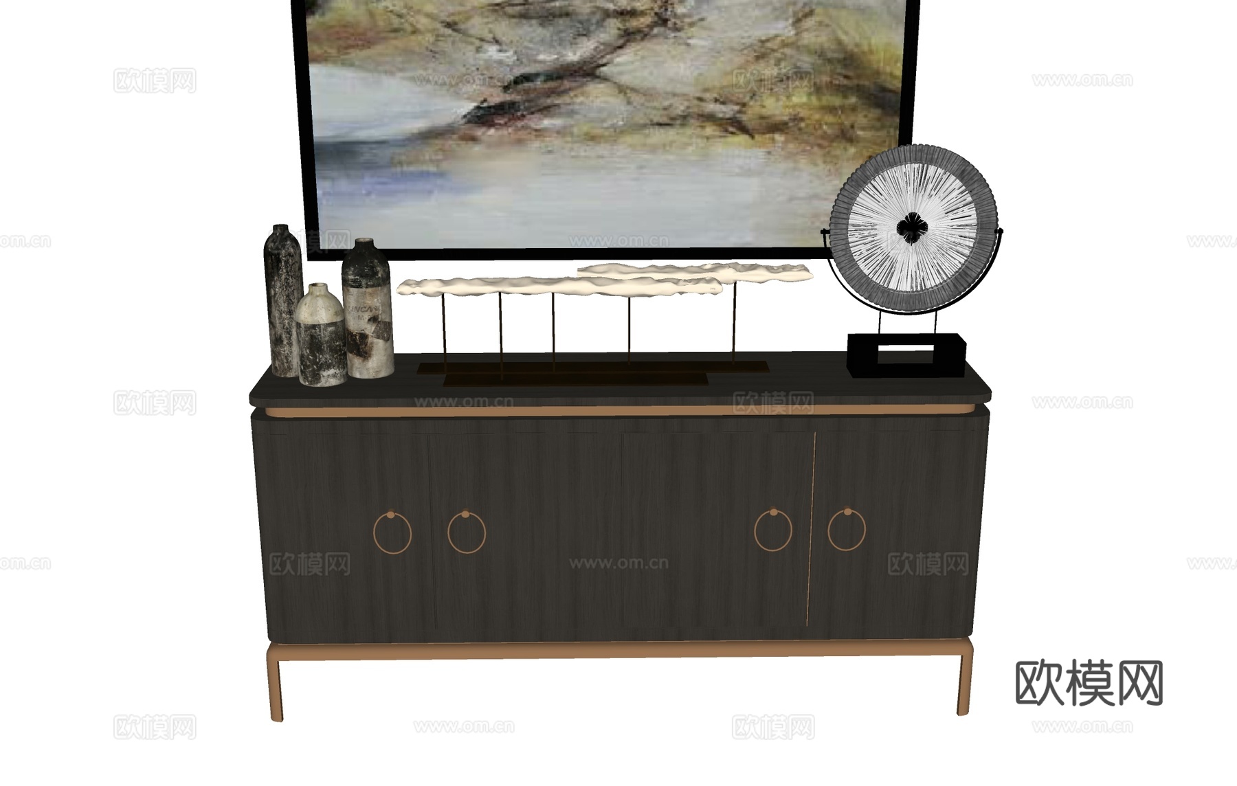 玄关柜装饰柜摆件  挂画艺术品鞋柜  餐边柜端景台墙柜su模型