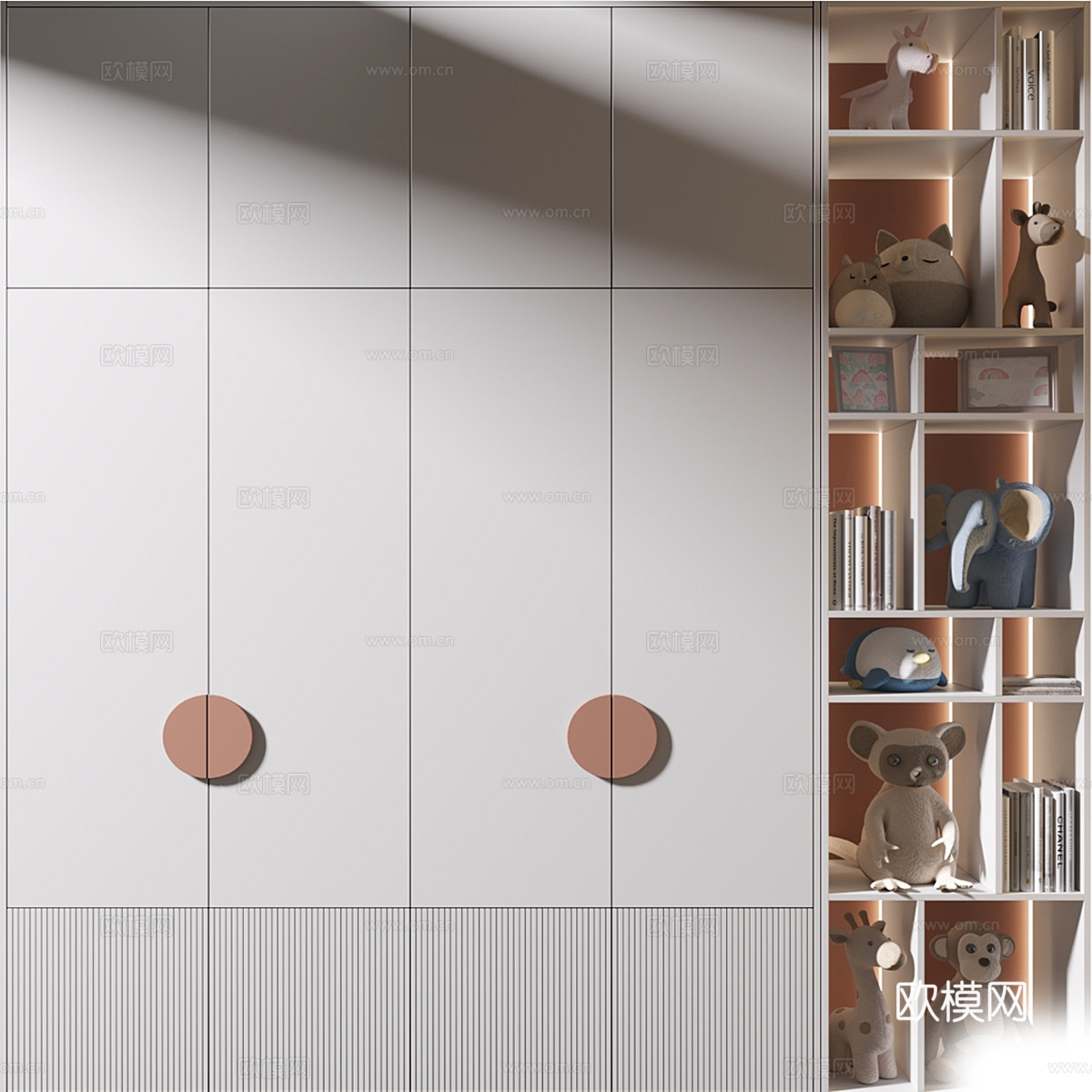 新中式儿童衣柜3d模型下载（渲染图1）