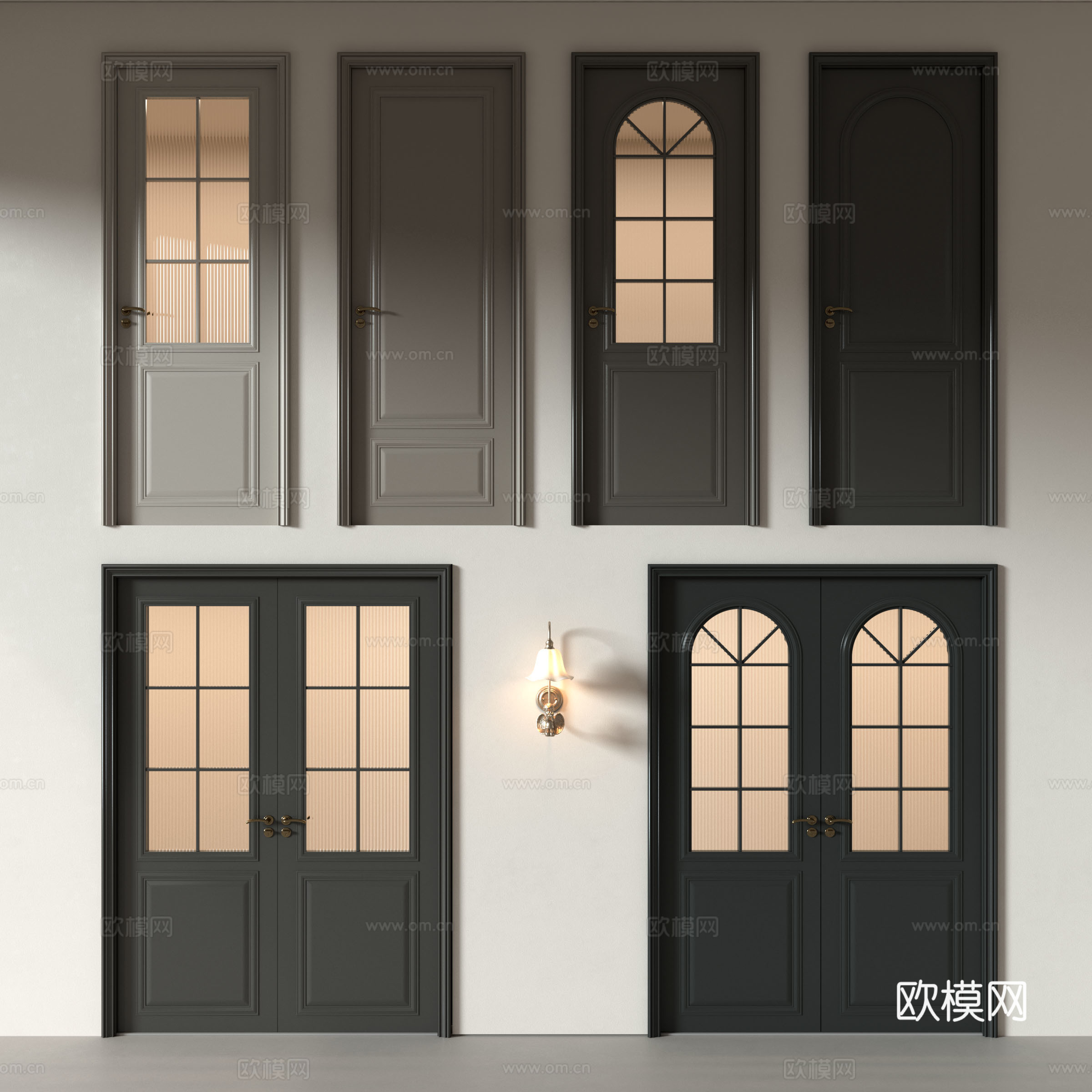 中古门 美式门 法式门 玻璃门 双开门 单开门 卧室门 卫生su模型