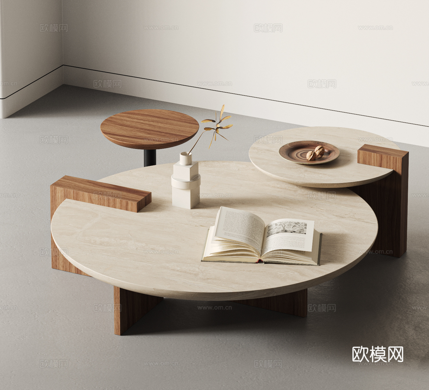 侘寂风茶几组合3d模型