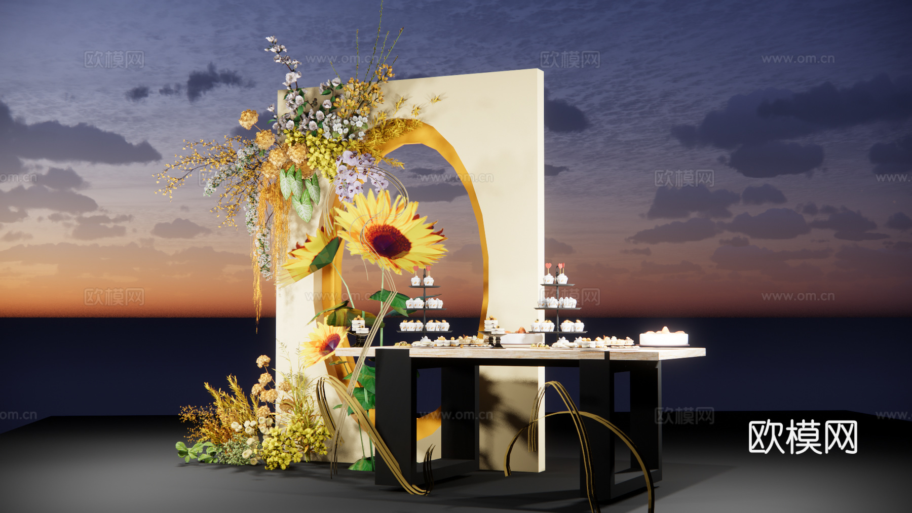 向日葵婚礼美陈甜品区su模型
