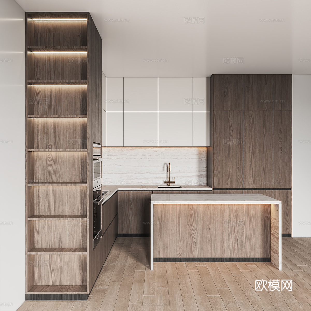 现代意式极简橱柜3d模型