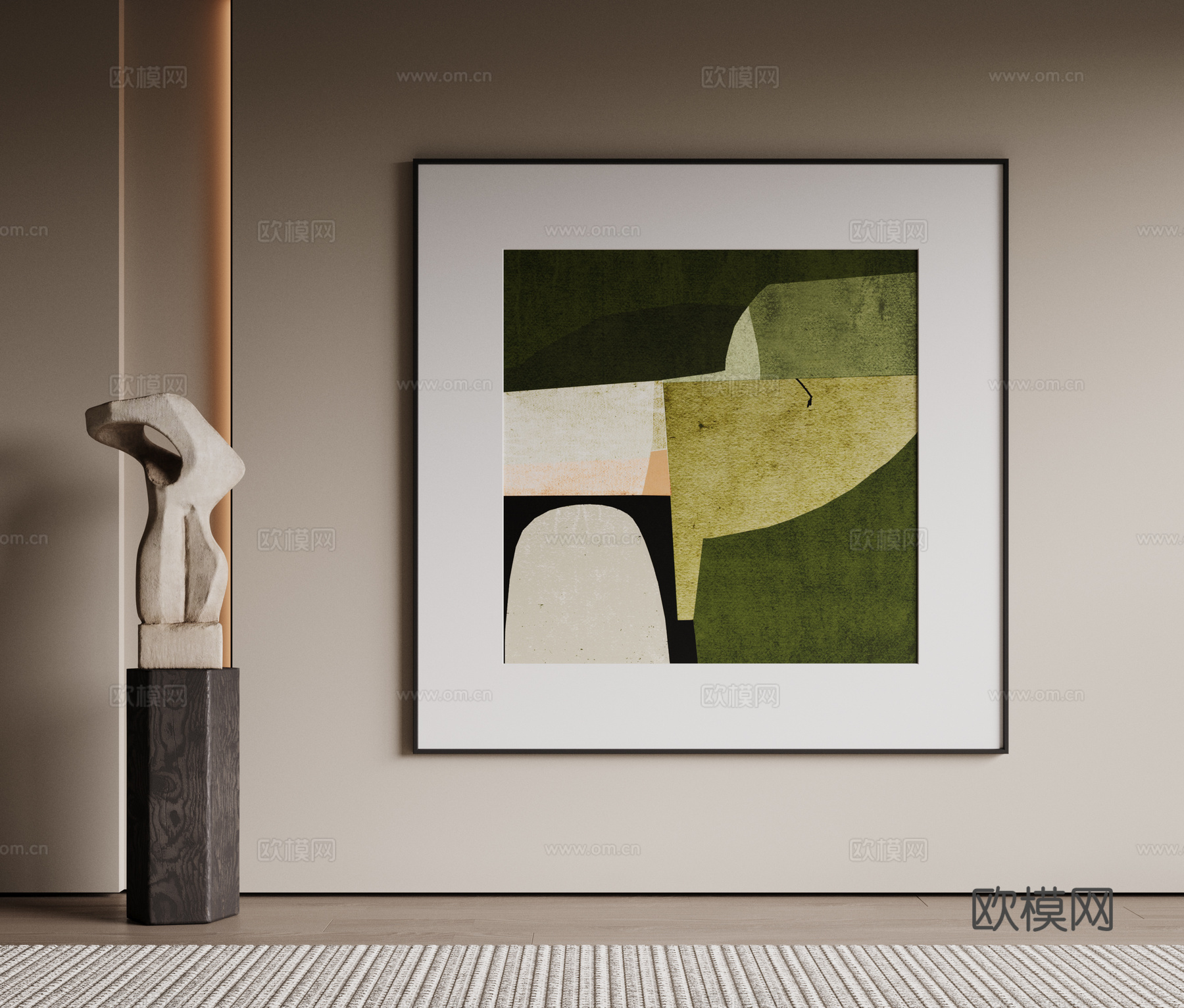 现代极简装饰画 侘寂中古风挂画 奶油风装饰画 意式挂画 黑白3d模型