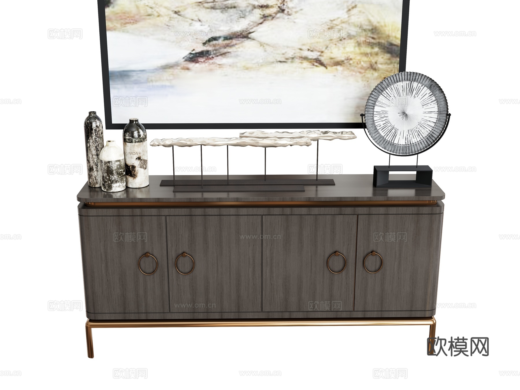 玄关柜装饰柜摆件  挂画艺术品鞋柜  餐边柜端景台墙柜su模型
