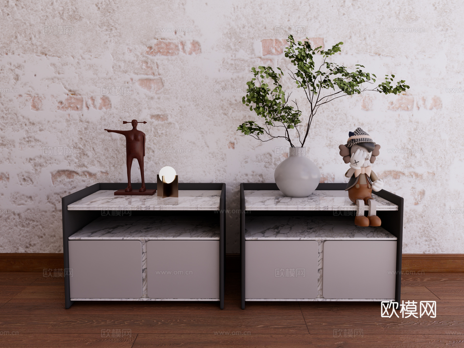 床头柜 装饰柜 储物柜su模型下载（渲染图1）