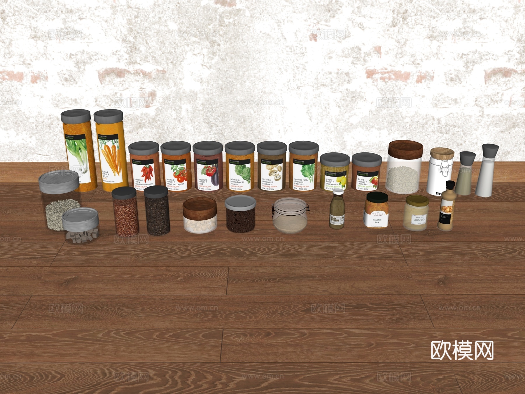 厨房摆件 厨房用品 调味料 调味品su模型