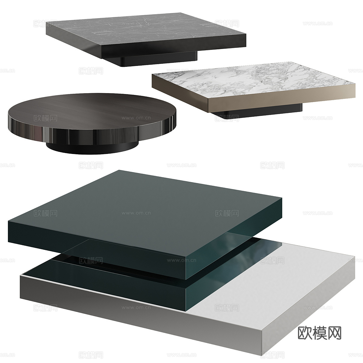 现代意式极简 Minotti 金属茶几3d模型