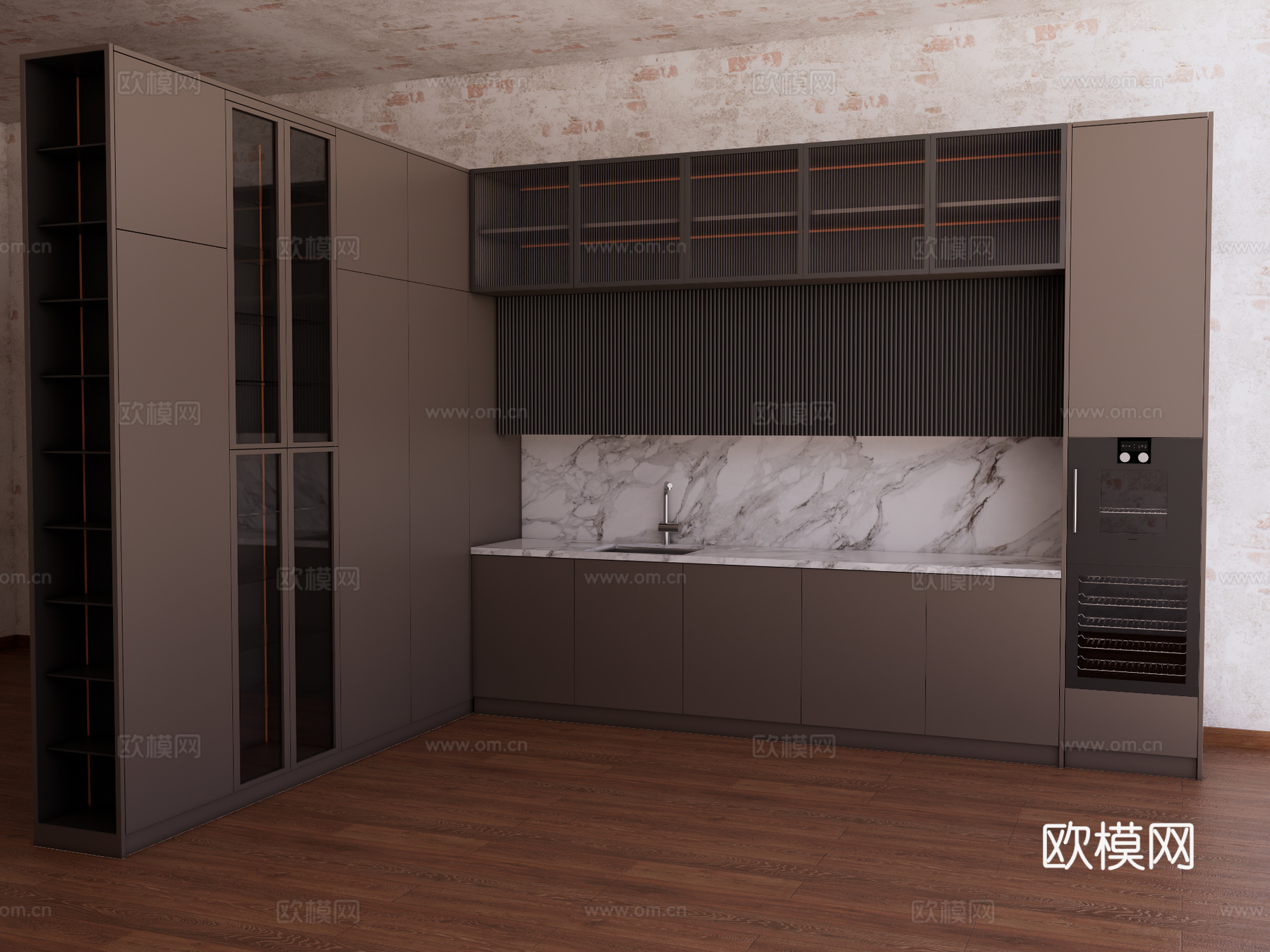 橱柜 装饰柜 烤箱su模型