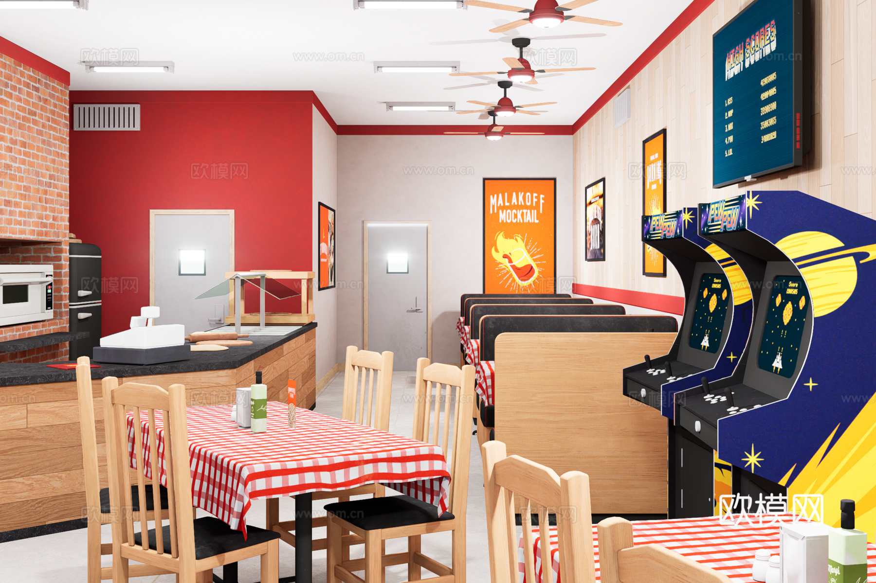 餐厅3d模型下载（渲染图1）