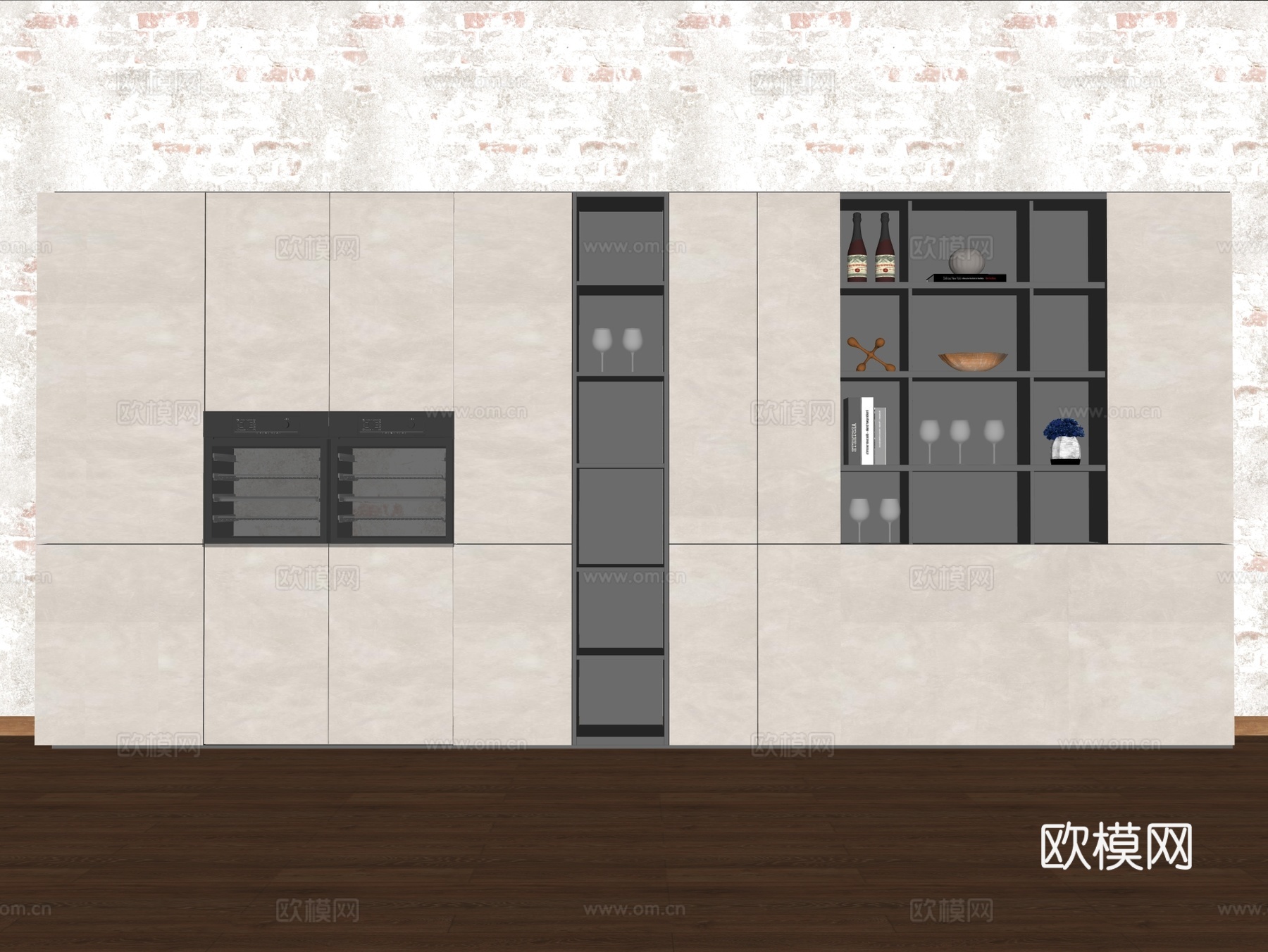橱柜 装饰柜 烤箱su模型下载（渲染图2）