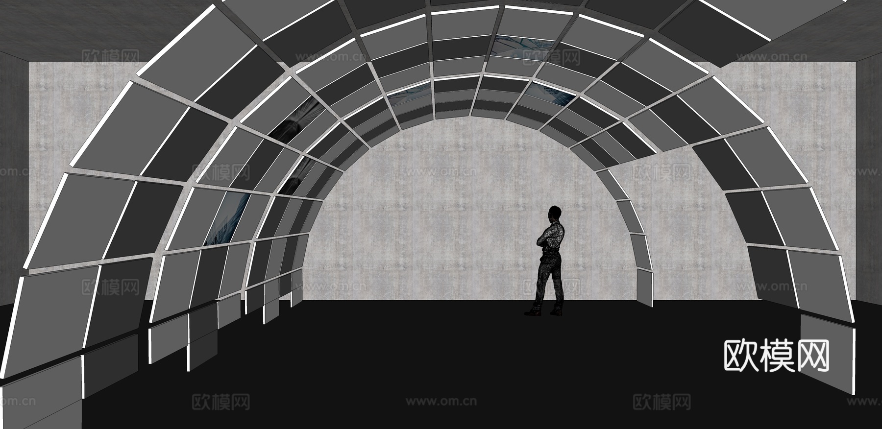 展厅 科技馆 博物馆 装饰柱 展台 展项 拼接屏su模型