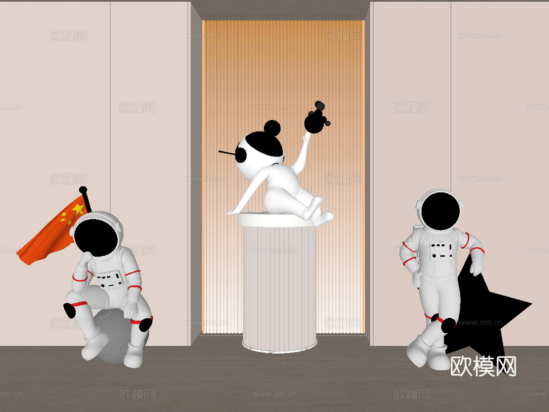 卡通雕像公仔摆件su模型