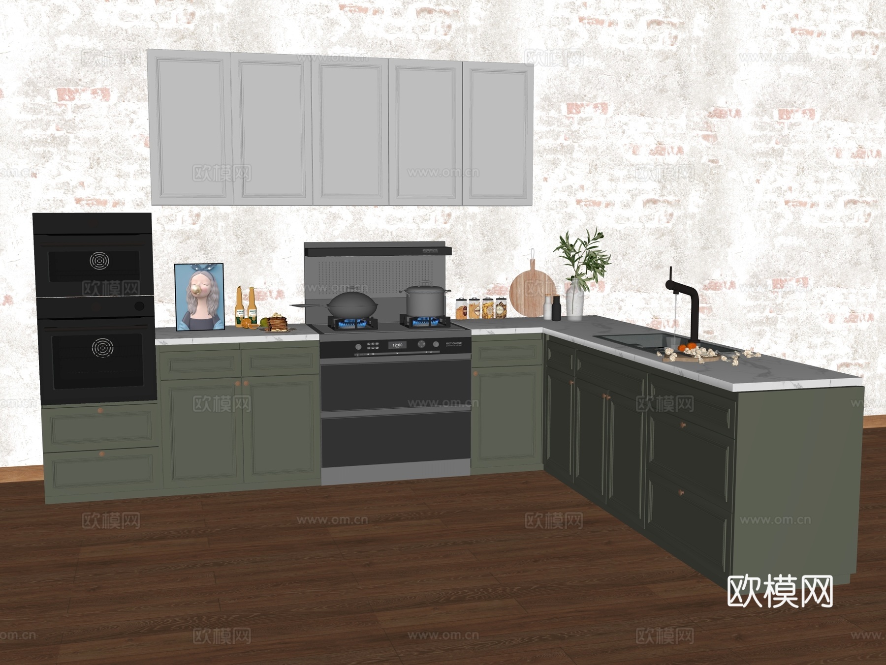 橱柜 装饰柜 烤箱su模型