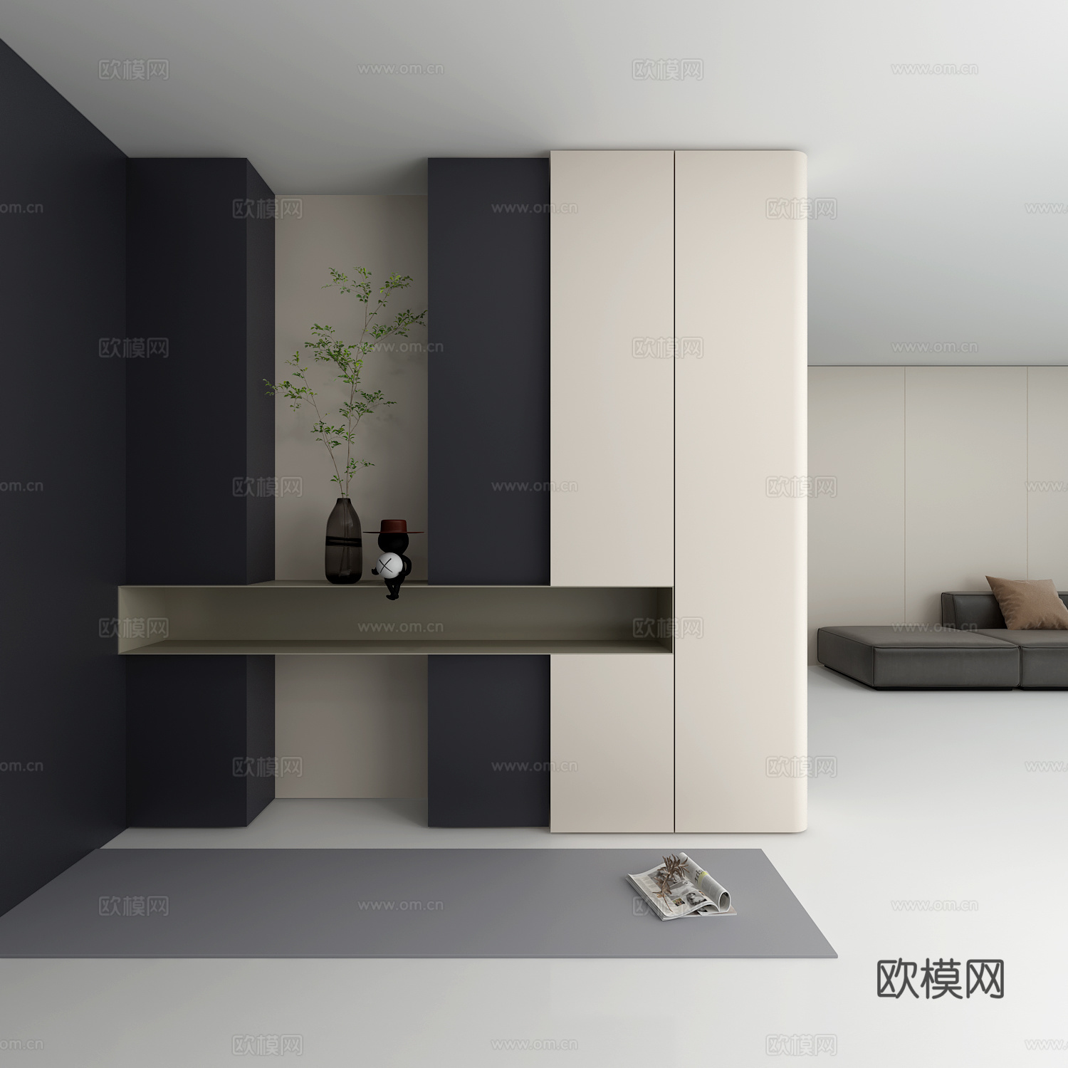 现代鞋柜3d模型下载