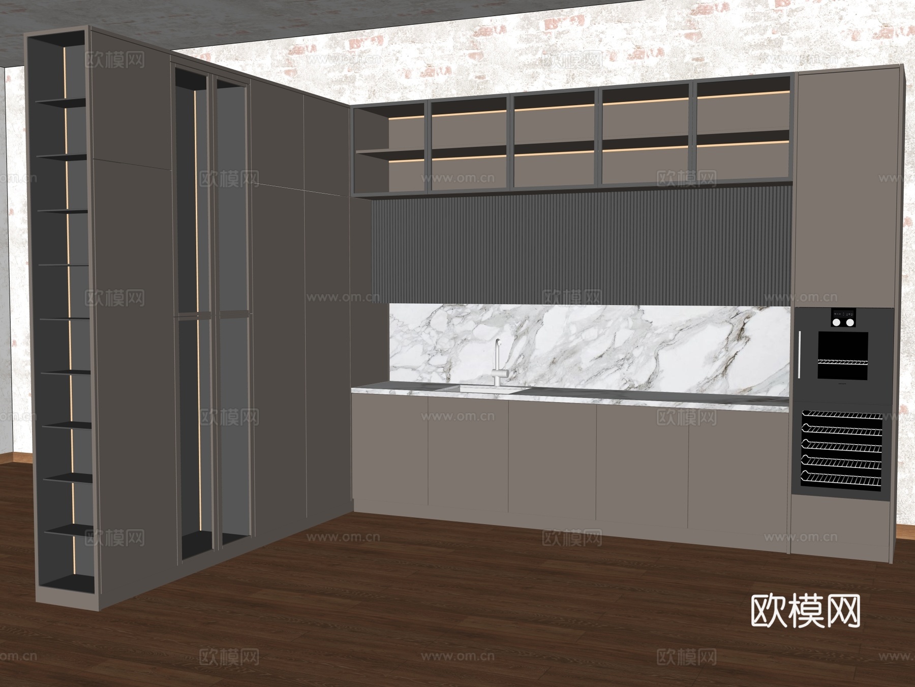 橱柜 装饰柜 烤箱su模型