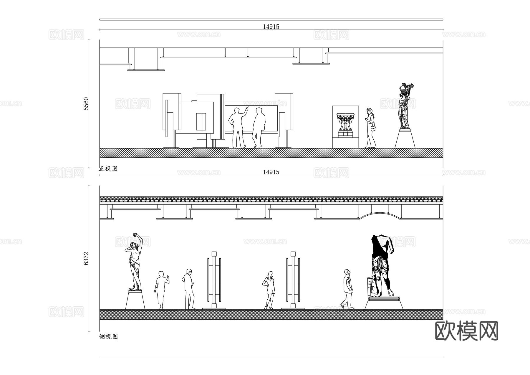 展会中心 展览大厅 文化展示馆 艺术展览馆 观众展厅cad施工图