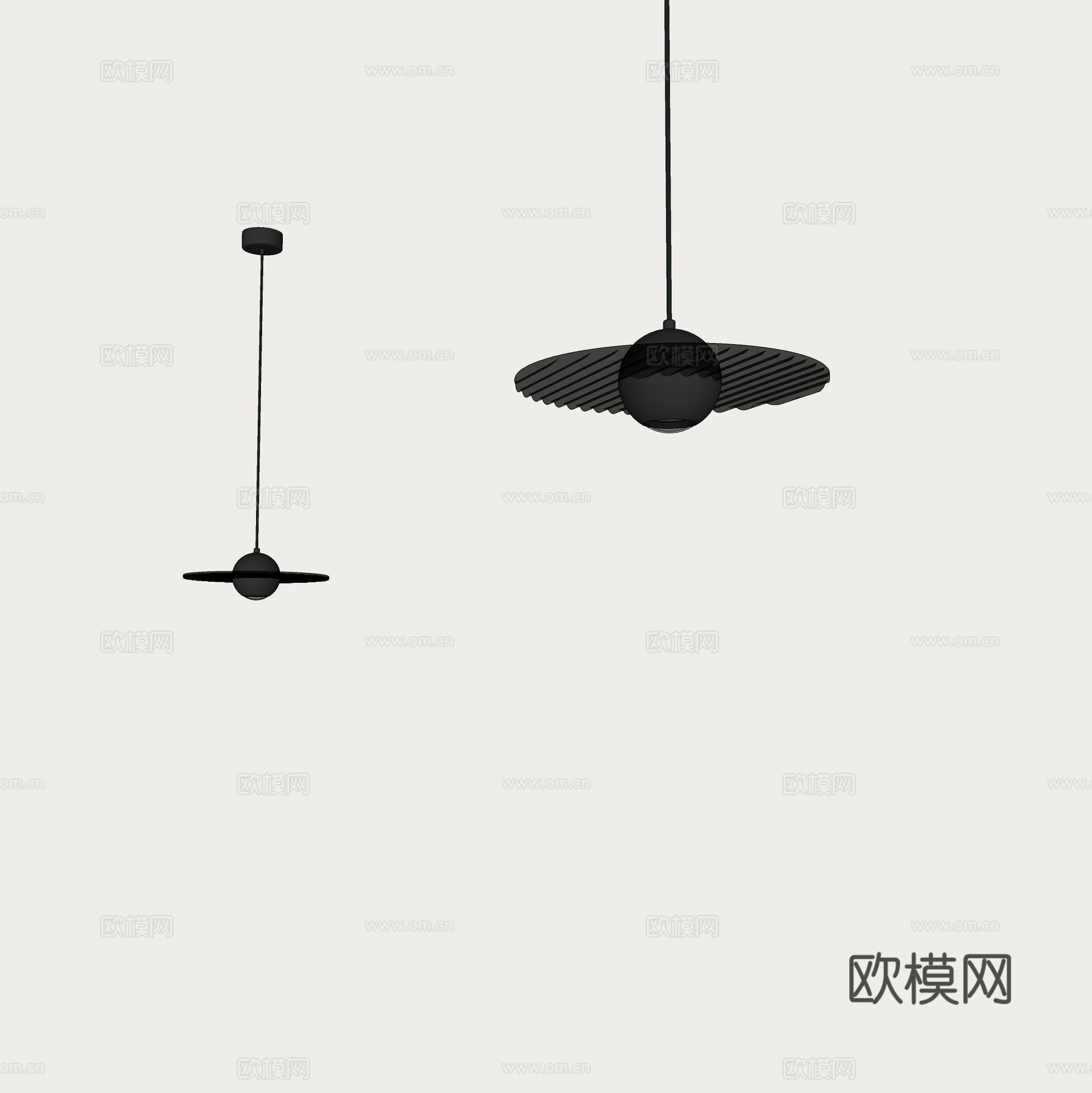 意式吊灯 床头吊灯 北欧吊灯 餐厅吧台吊灯 飞碟吊灯su模型下载（渲染图2）