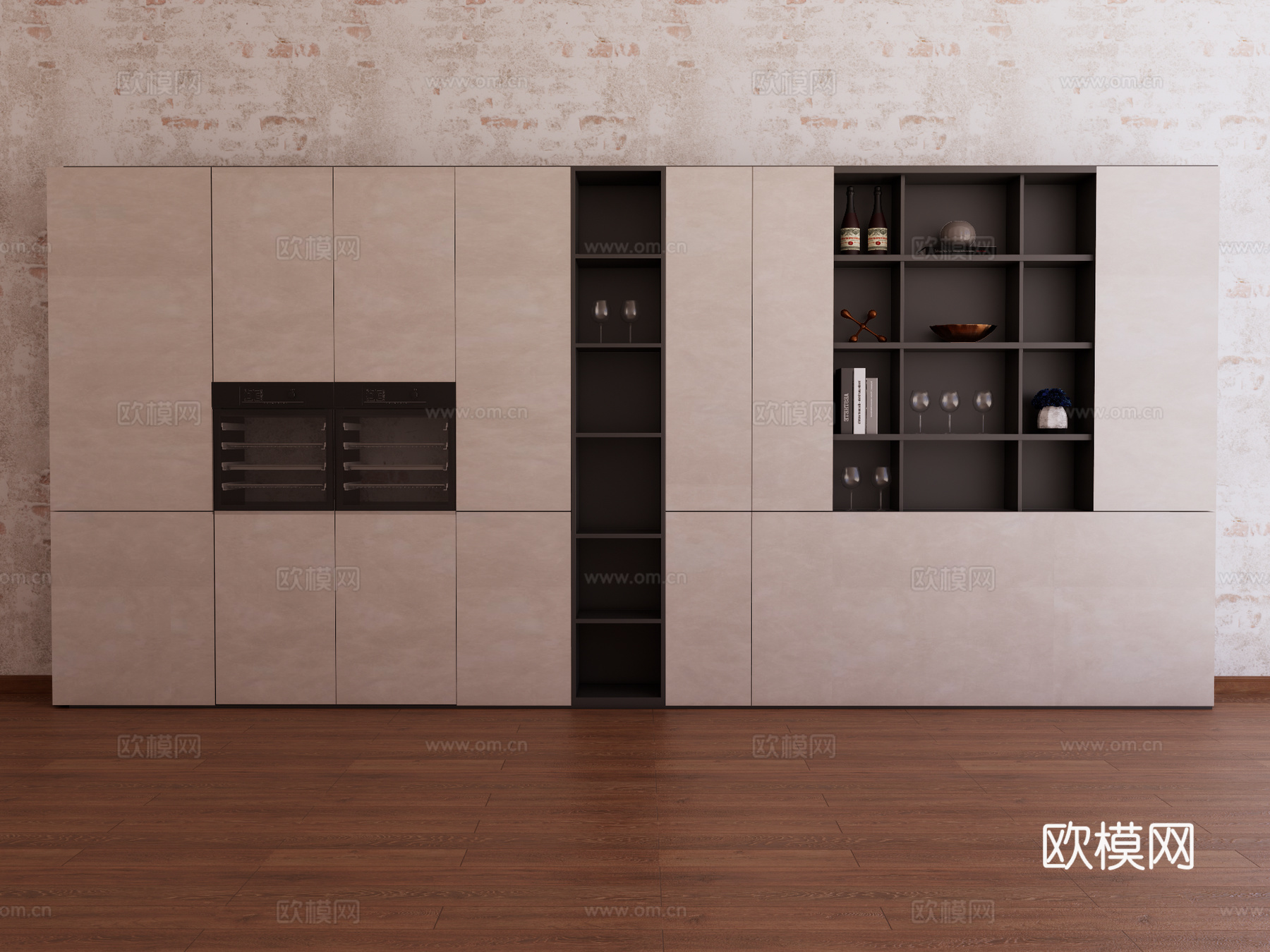 橱柜 装饰柜 烤箱su模型下载（渲染图1）