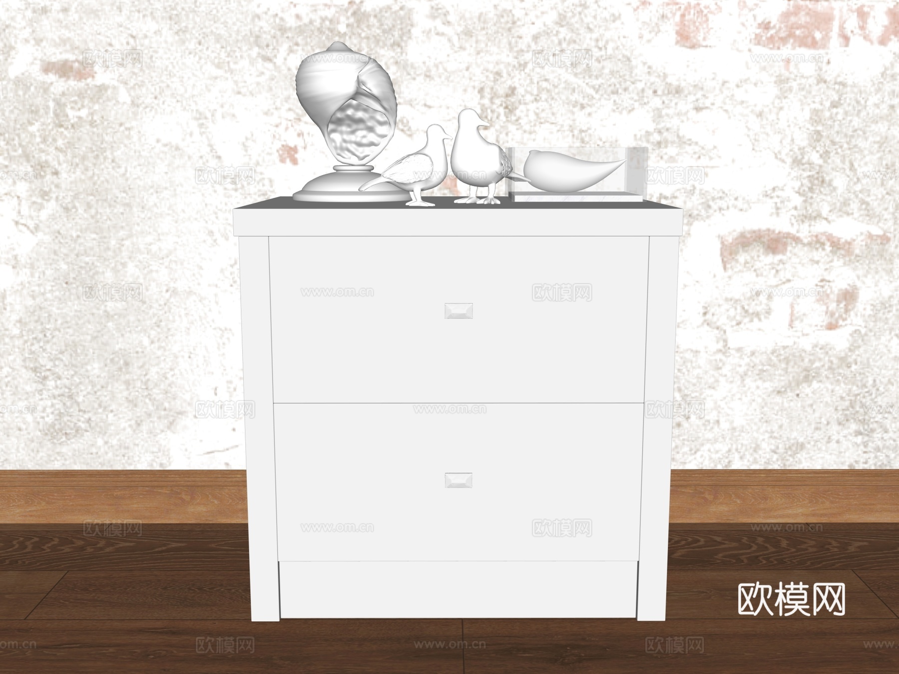 床头柜 装饰柜 储物柜su模型下载（渲染图2）