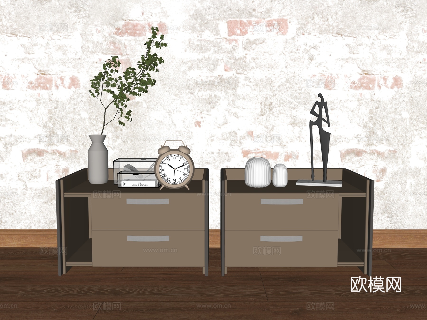 床头柜 装饰柜 储物柜su模型下载（渲染图2）