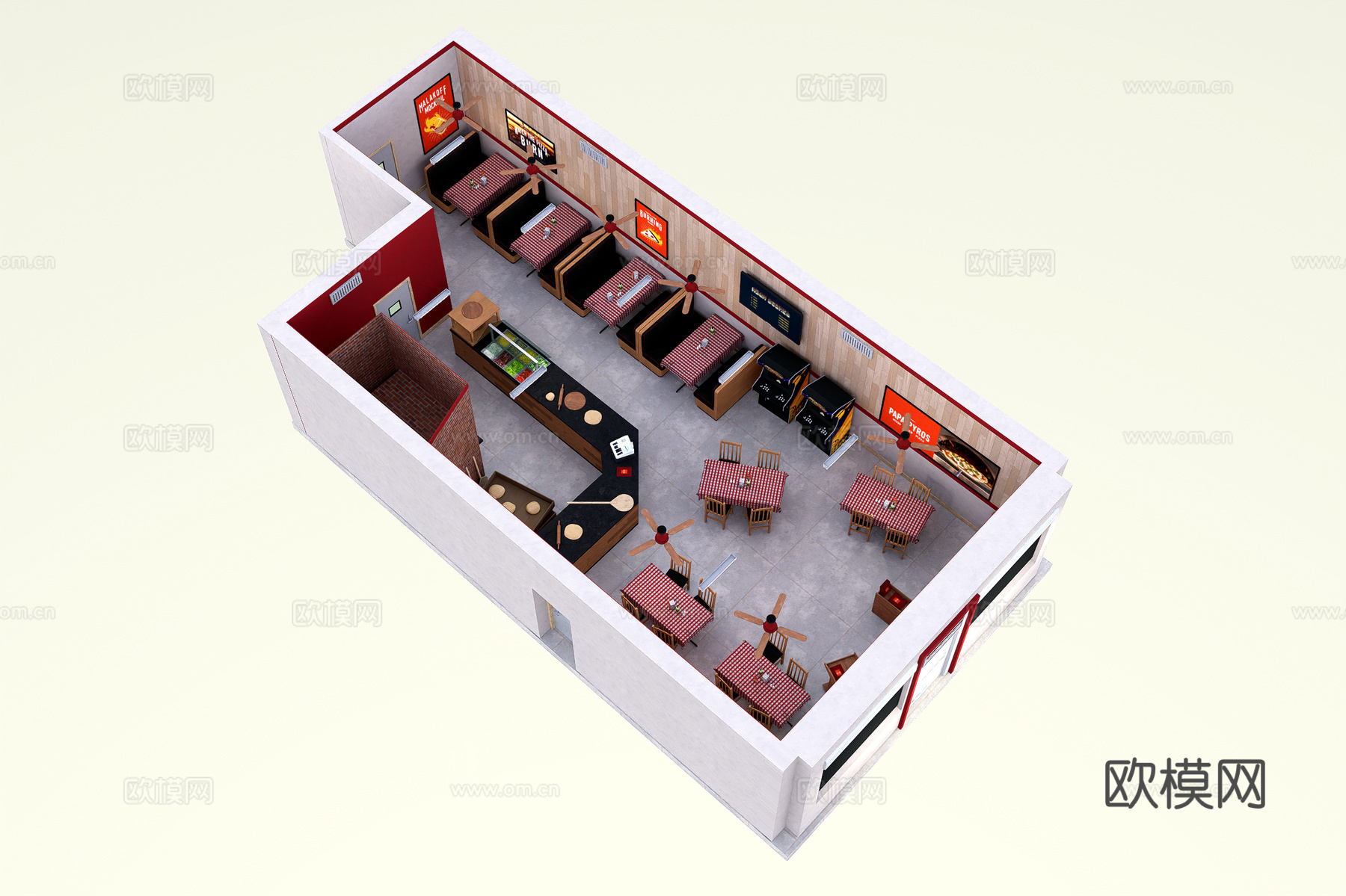 餐厅3d模型下载（渲染图2）