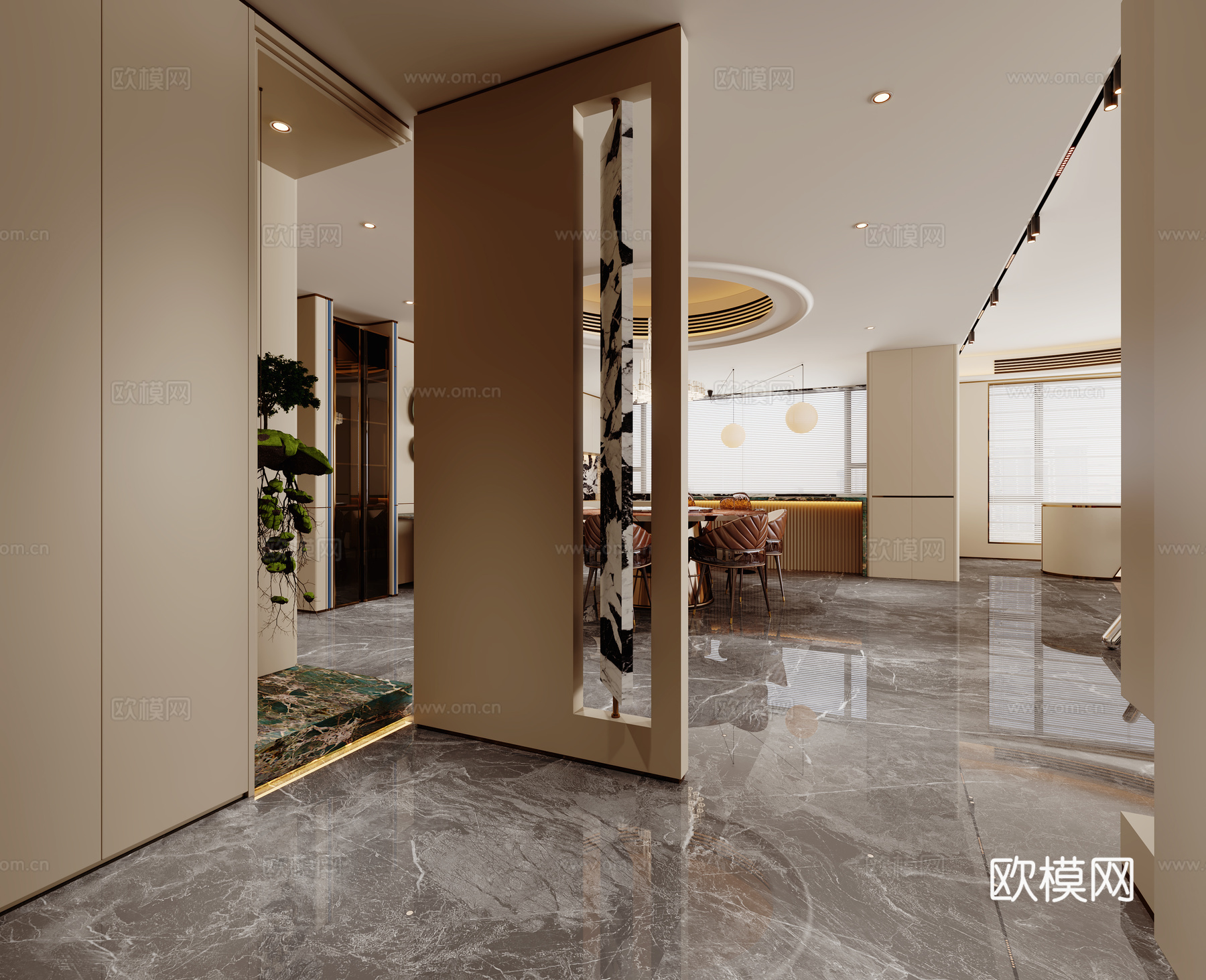 现代客餐厅，现代玄关3d模型