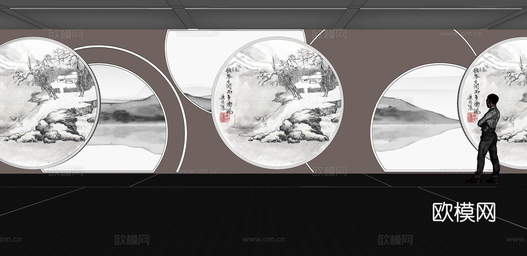 文化墙 企业文化墙 展示墙 主题墙 展厅 校园文化 教室su模型下载（渲染图2）