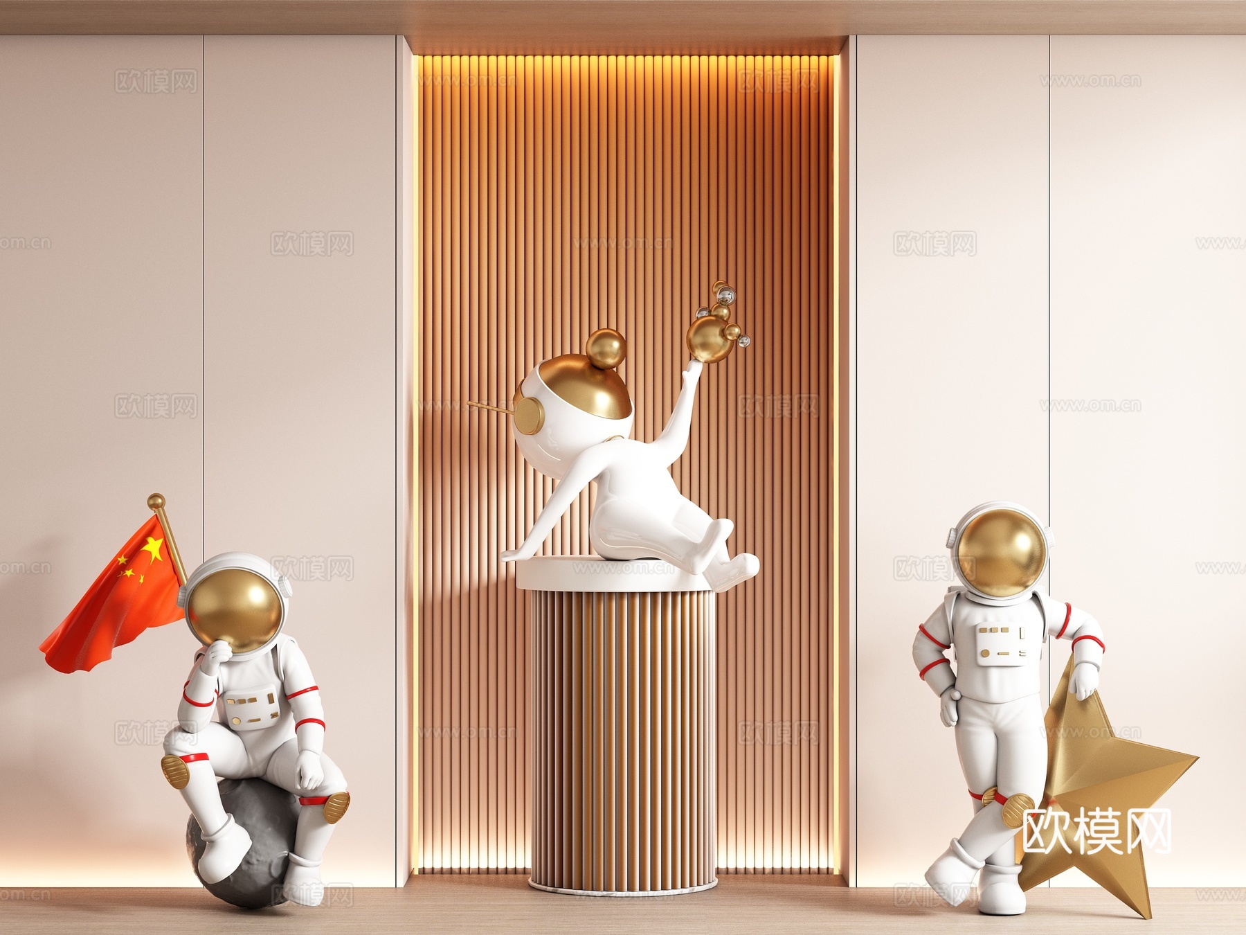 卡通雕像公仔摆件su模型