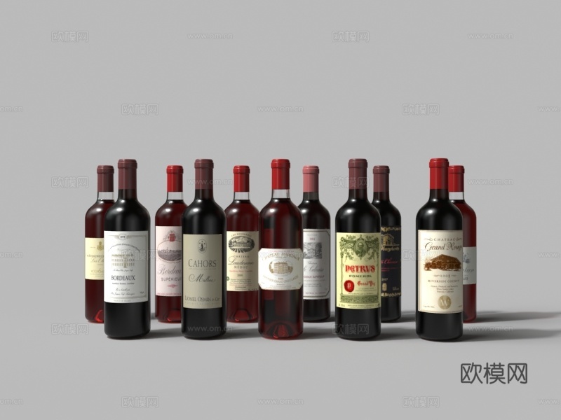 现代酒瓶红酒3d模型