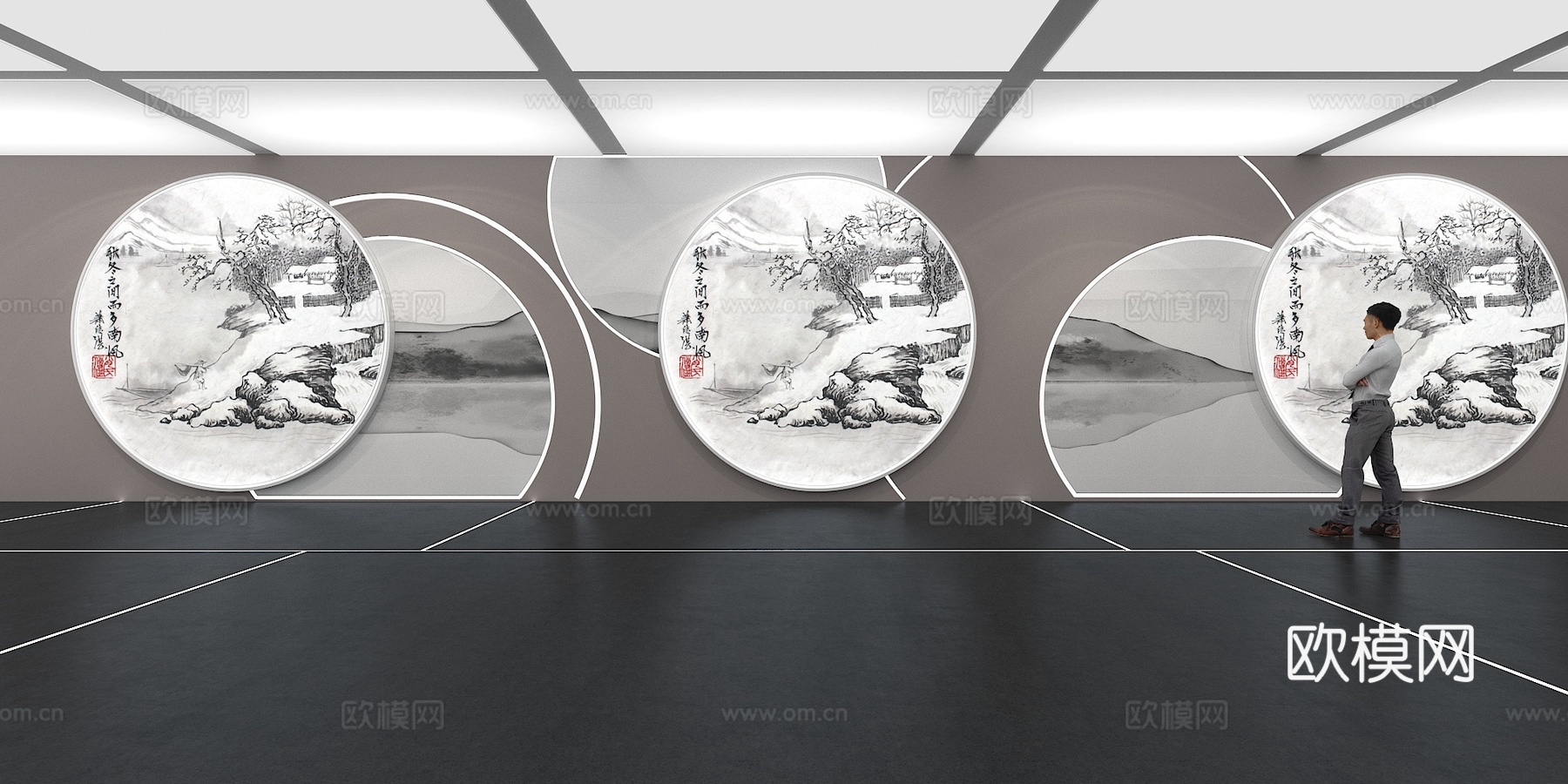 文化墙 企业文化墙 展示墙 主题墙 展厅 校园文化 教室su模型下载（渲染图1）