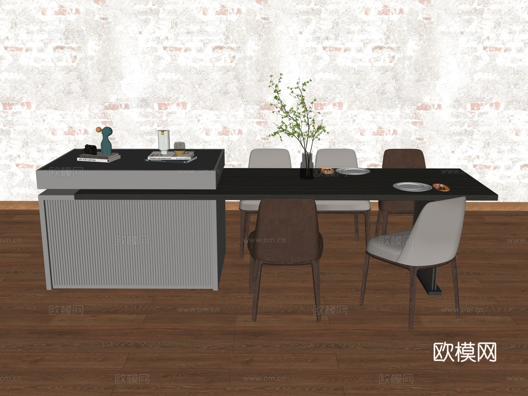 岛台 厨房岛台 餐桌岛台su模型下载（渲染图2）