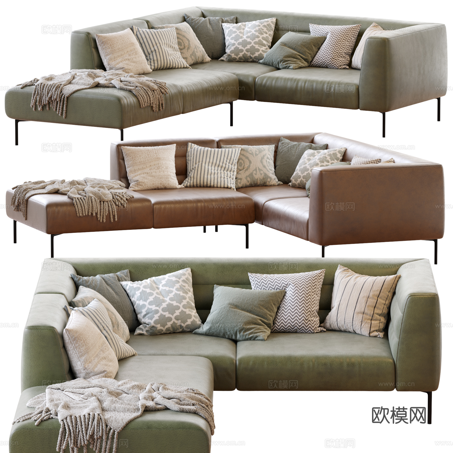 现代意式皮革 BOTERO Zanotta 沙发3d模型