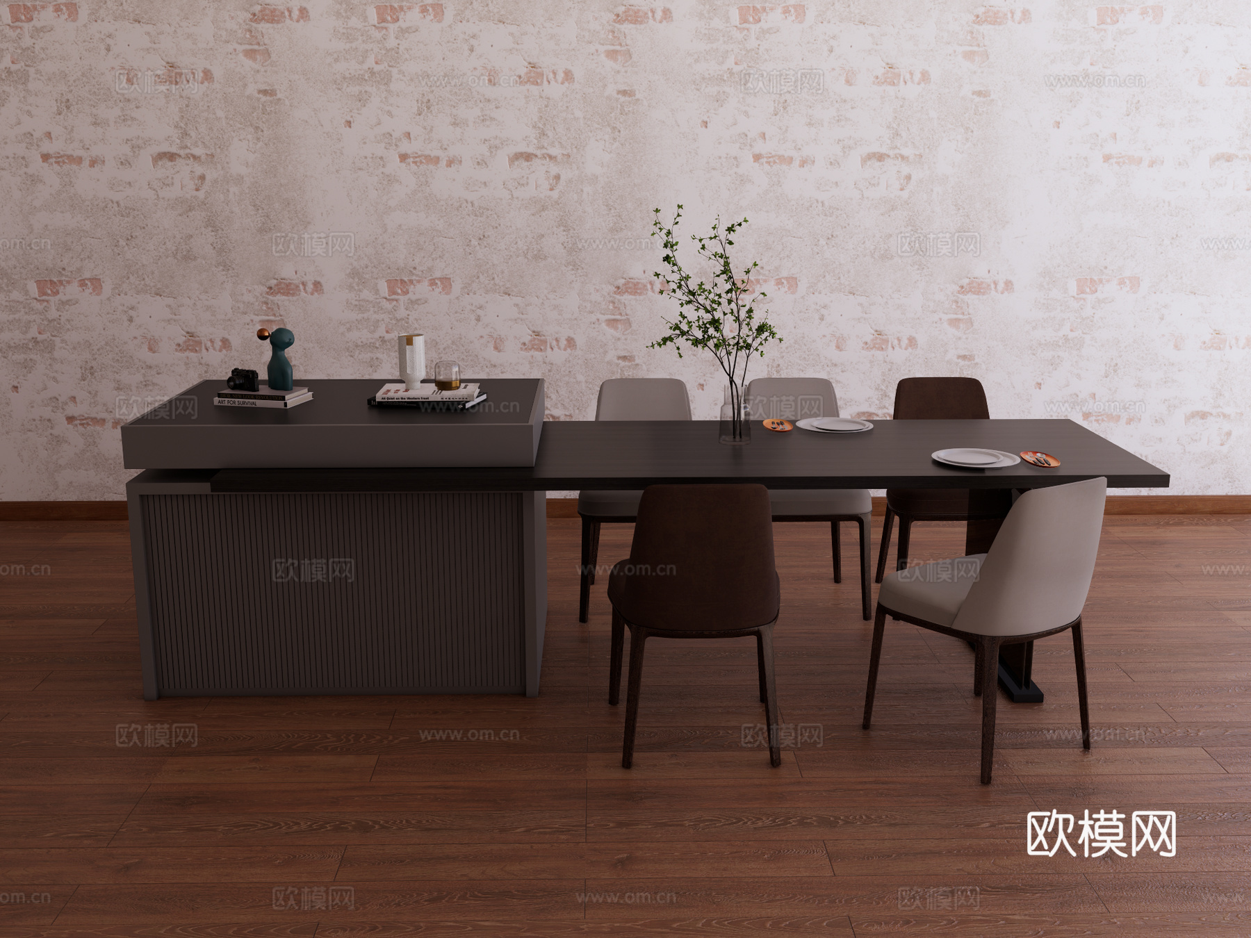 岛台 厨房岛台 餐桌岛台su模型下载（渲染图1）