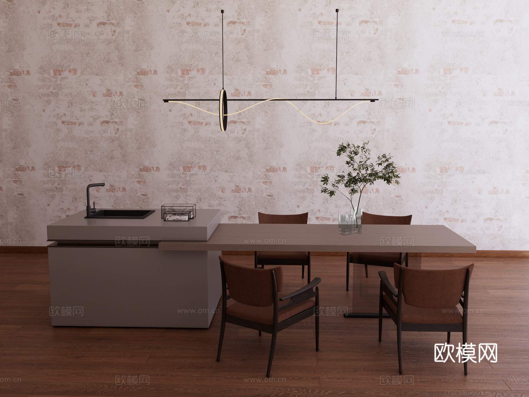 岛台 厨房岛台 餐桌岛台su模型